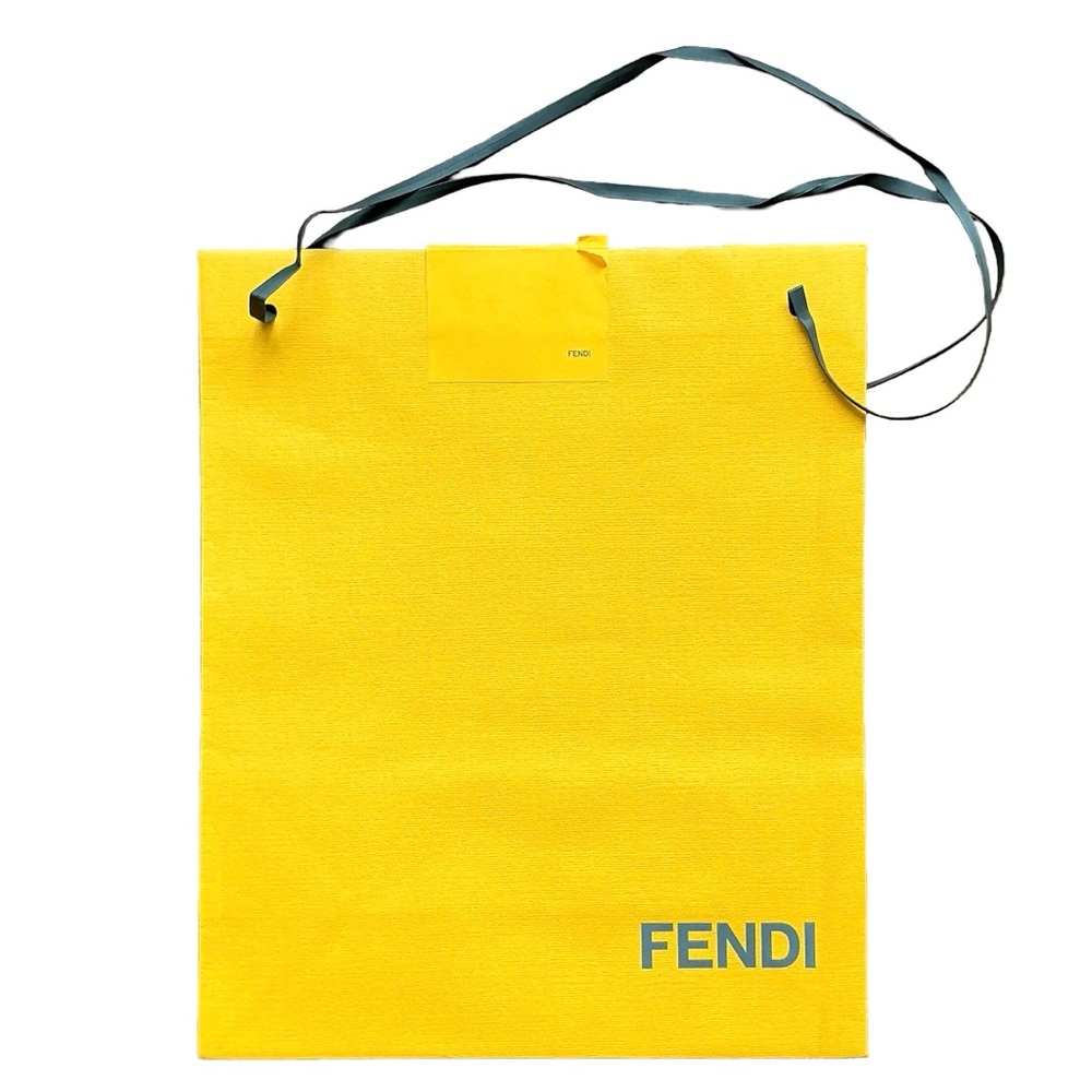 Fendi Vibrant Yellow shopping Tote with Black shoulders Straps Medium